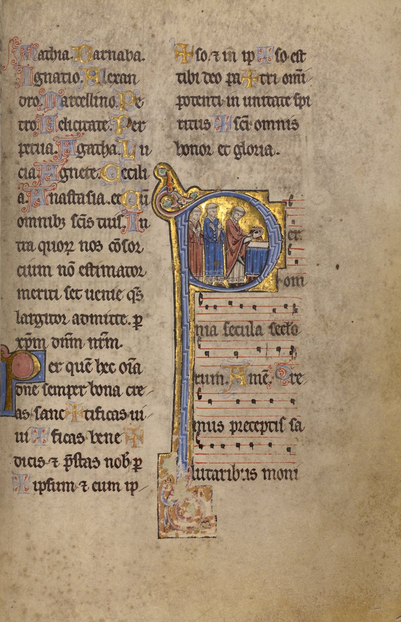 Initial P: A Priest and Two Deacons before an Altar by Unknown artist