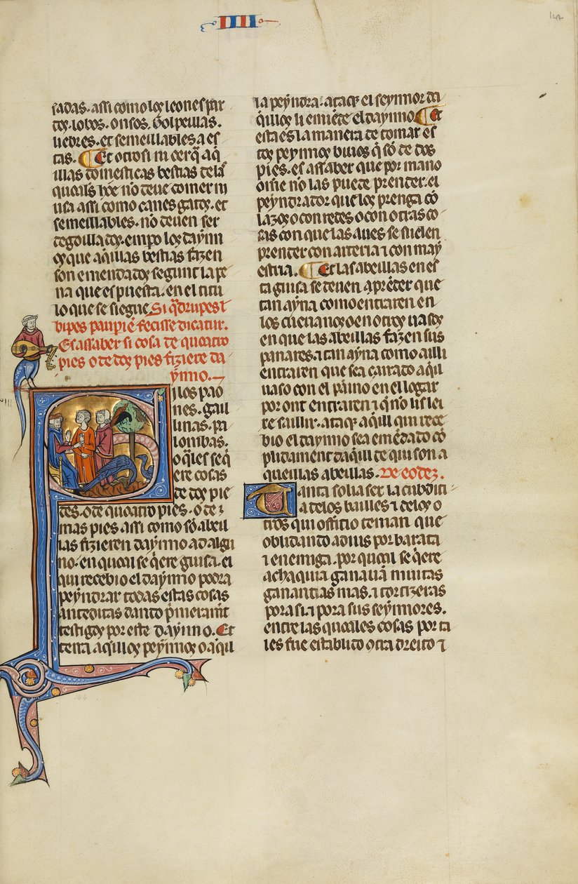 Initial S: A Judge with Two Men Pointing at Two Peacocks by Unknown artist