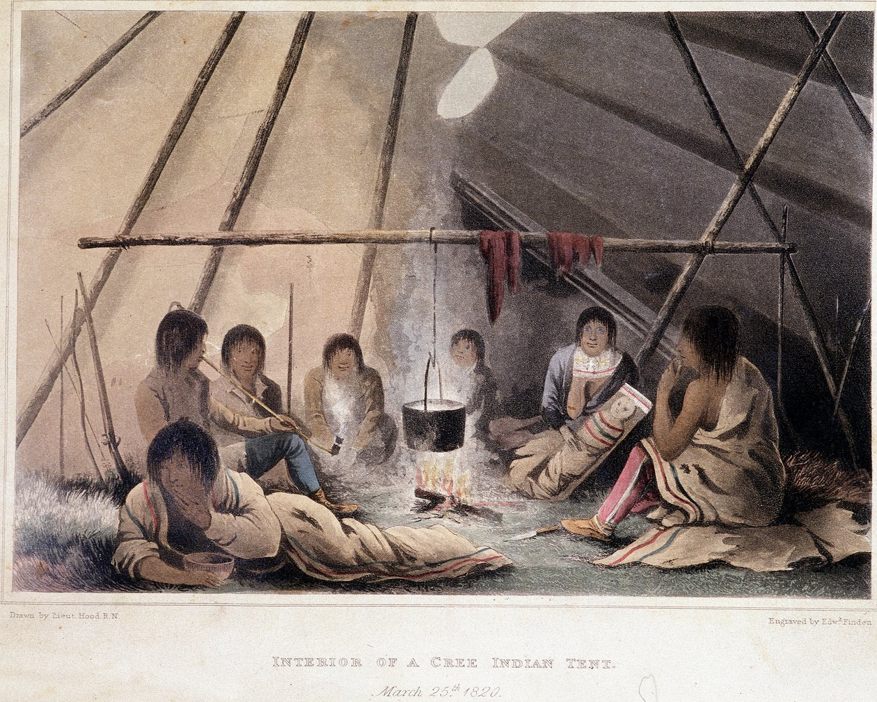 Interior of a Tent of American Indians - in Narrative of a Journey to the Shores of the Polar Sea in the Years 1819-1821, by John Franklin, ed. London by Unknown artist