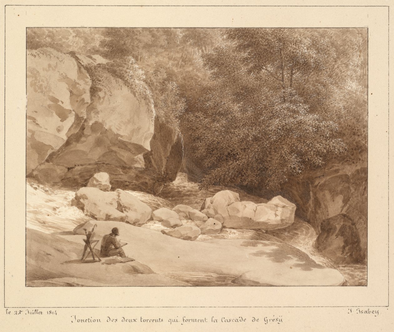 Confluence of the Two Torrents Forming the Grésy Waterfall by Unknown artist