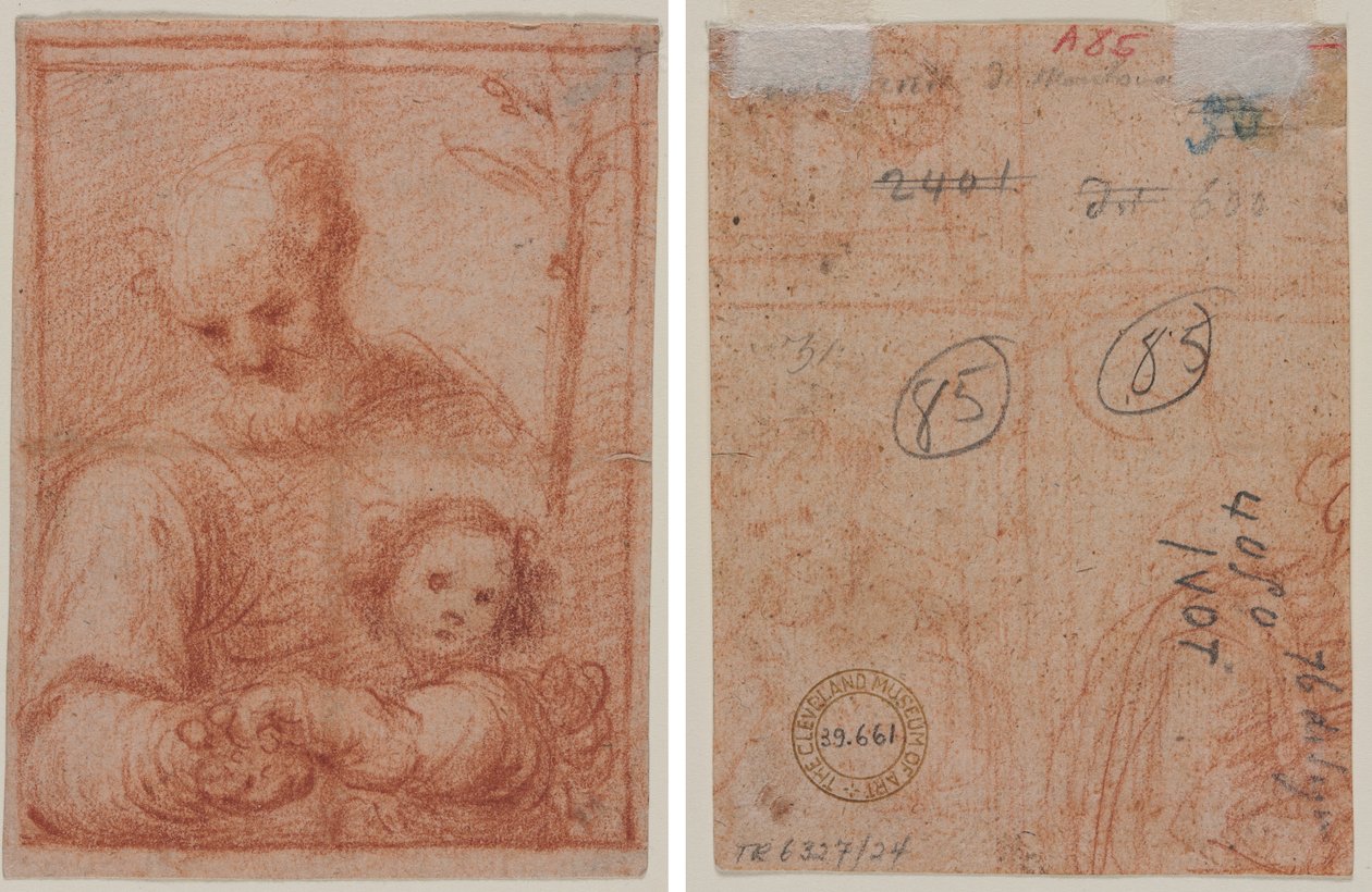 Joseph and Child (recto); Fragment of Two Figures (verso) by Unknown artist