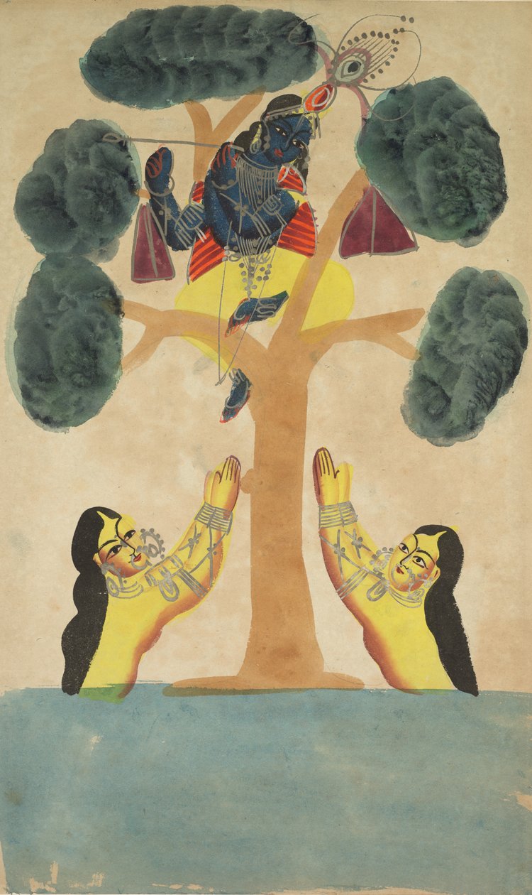 Krishna Steals the Clothes of the Cowgirls (recto) by Unknown artist
