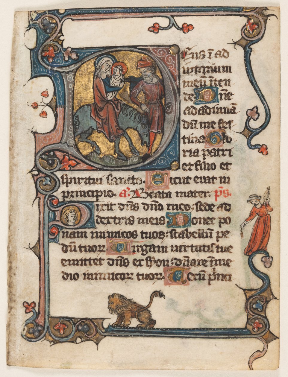 Leaf from a Book of Hours: Initial D: Flight into Egypt (2 of 2 Excised Leaves) by Unknown artist