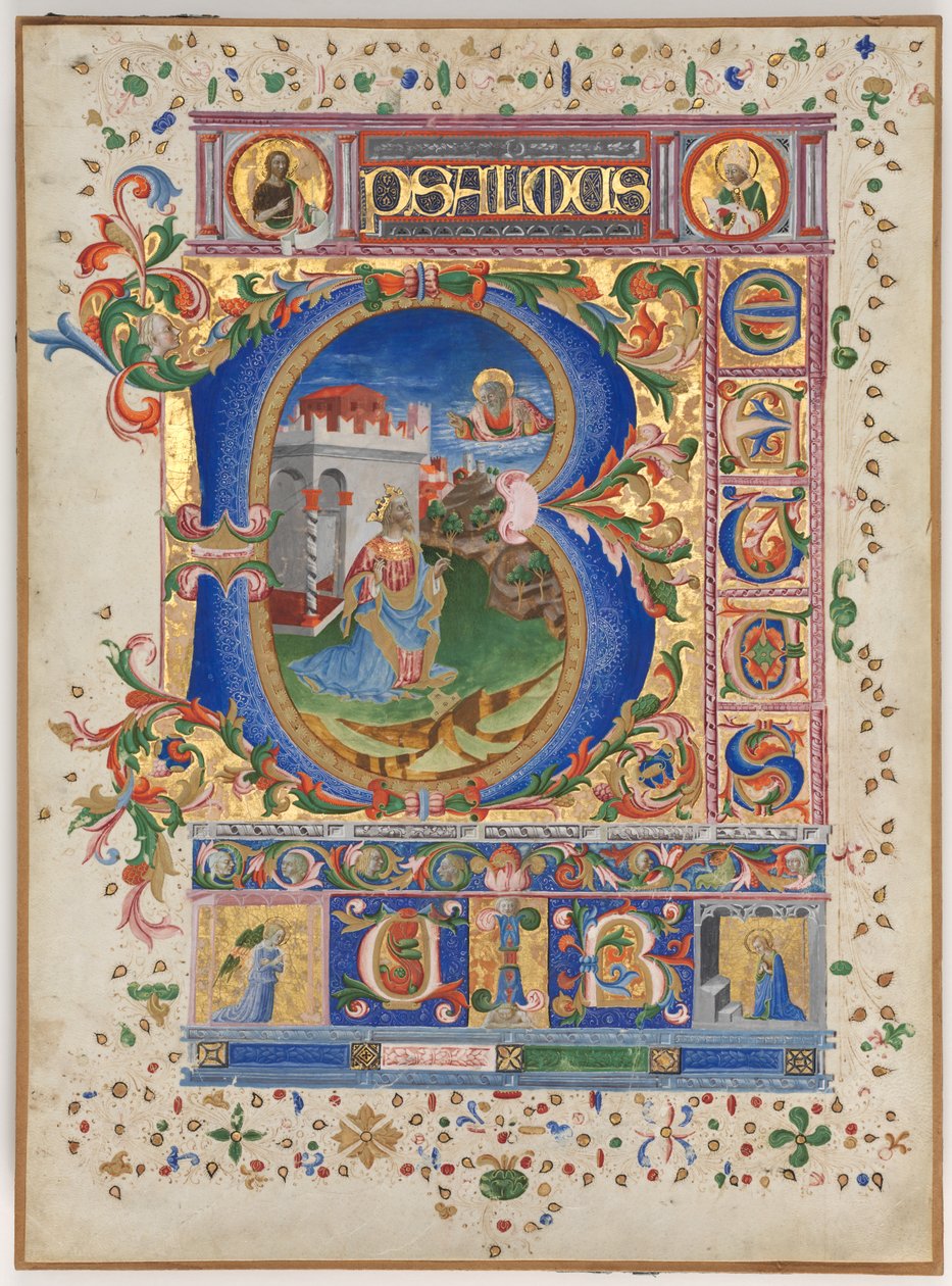 Leaf from a Psalter with Historiated Initial (B): King David by Unknown artist
