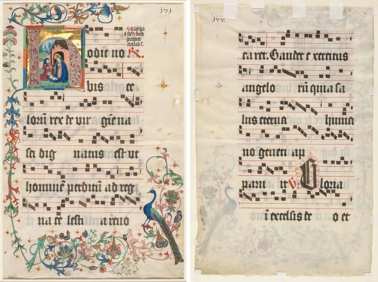 Leaf from an Antiphonary: Initial H with the Nativity by Unknown artist
