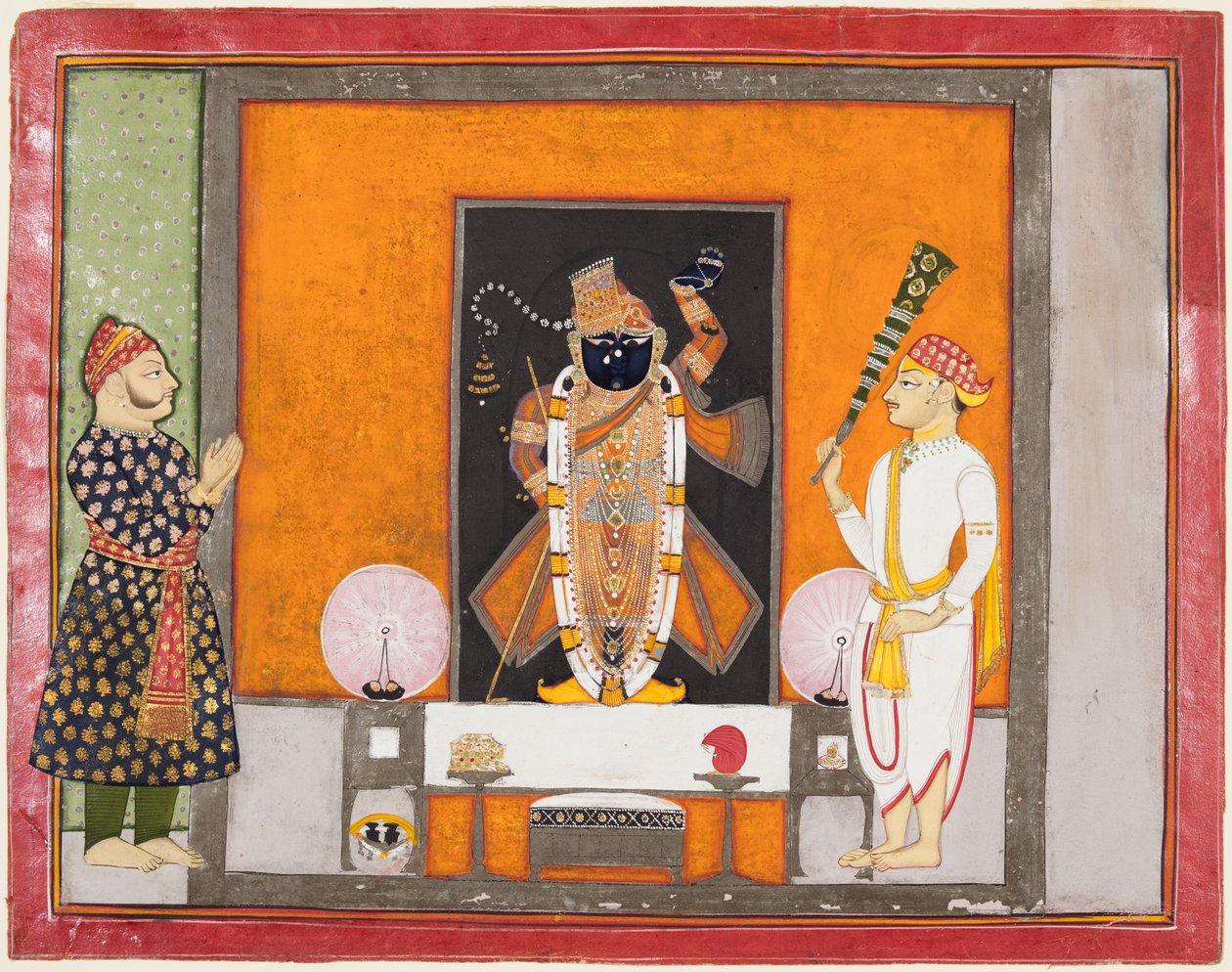 Maharao Ram Singh II of Kota (r. 1828–66) Worships Brij Nathji as the Bridegroom by Unknown artist