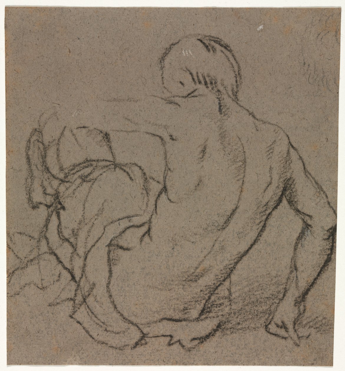 Man Seated on the Ground, Seen from Behind (recto) by Unknown artist
