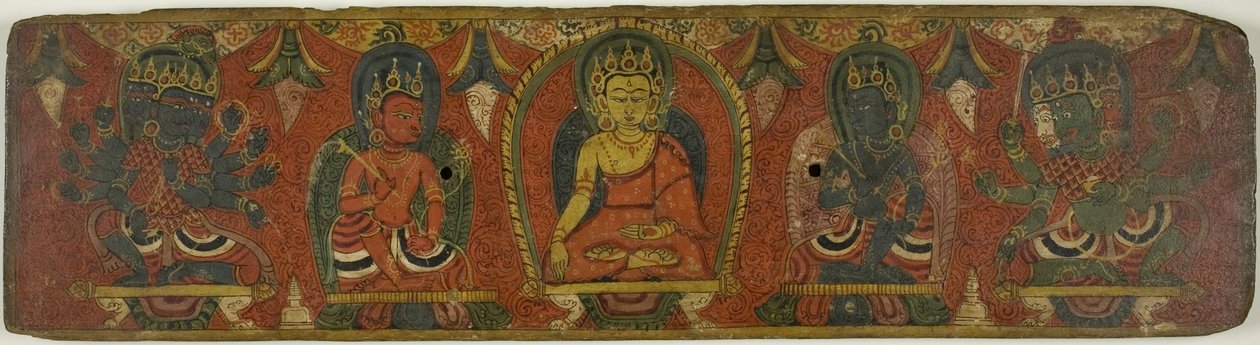 Manuscript Cover with Buddha, Two Bodhisattvas and Two Protective Deities by Unknown artist