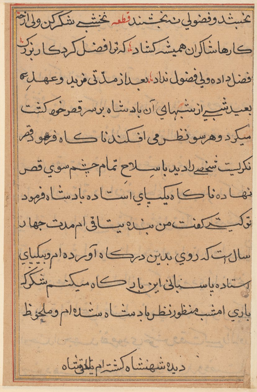 Page from Tales of a Parrot (Tuti-nama): text page by Unknown artist