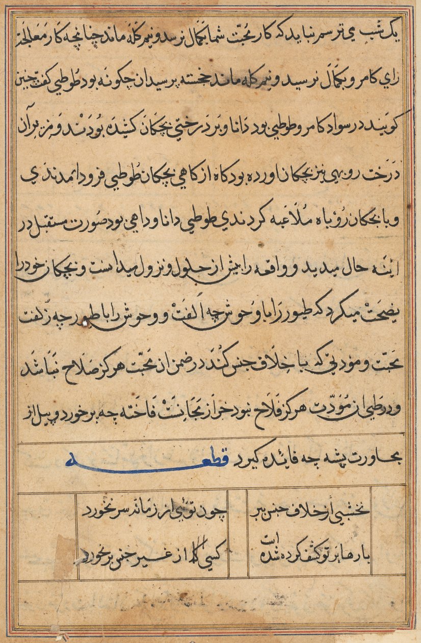 Page from Tales of a Parrot (Tuti-nama): text page by Unknown artist