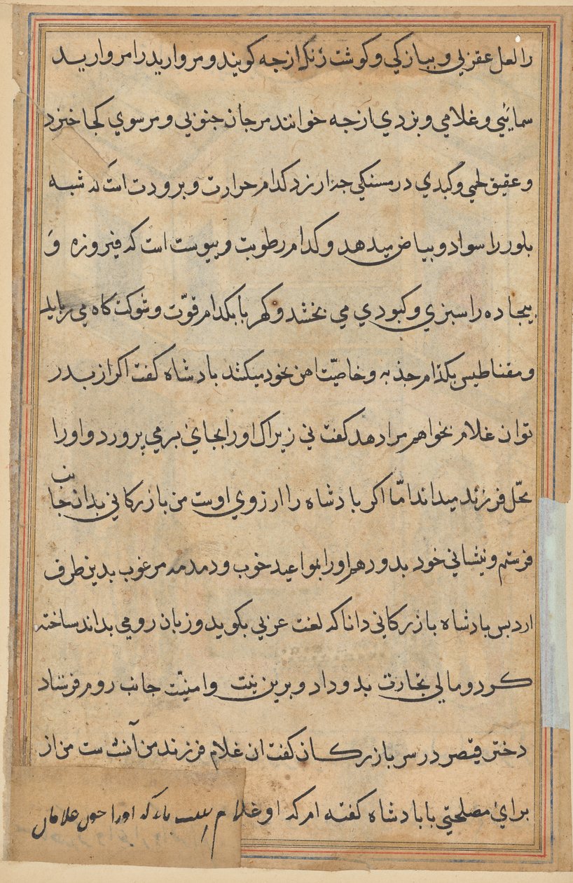 Page from Tales of a Parrot (Tuti-nama): text page by Unknown artist