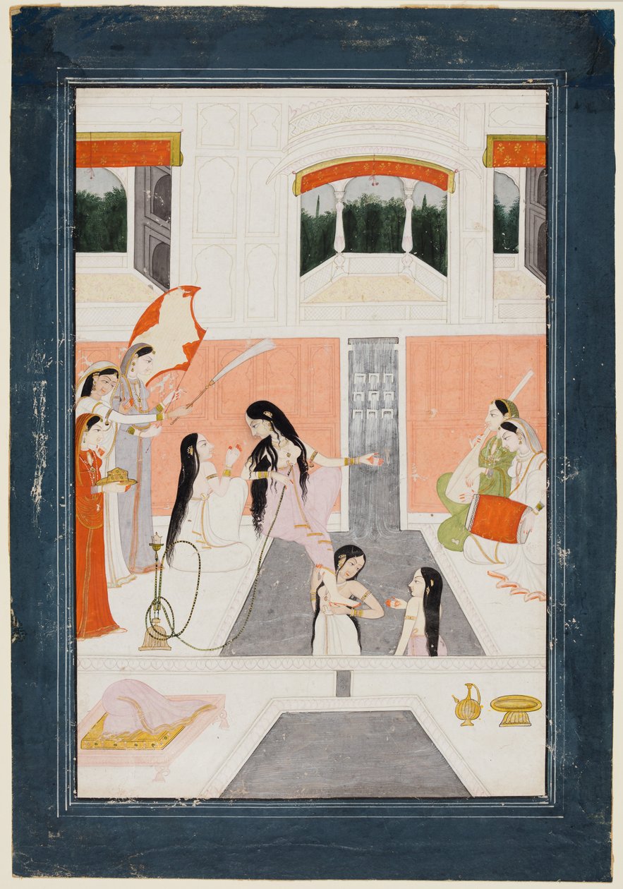 Palace Women Enjoy Music by the Side of a Water Cascade by Unknown artist
