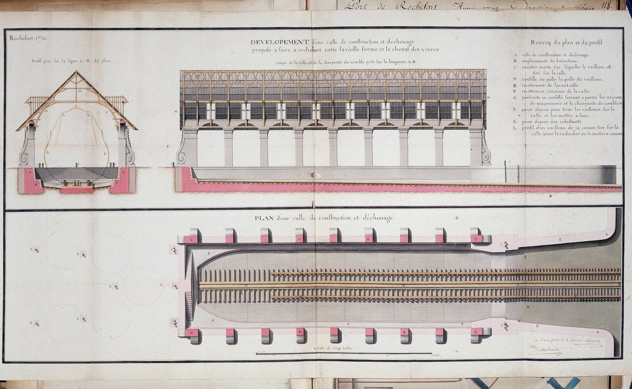 Plan of a building and grounding of the port of Rochefort by Unknown artist
