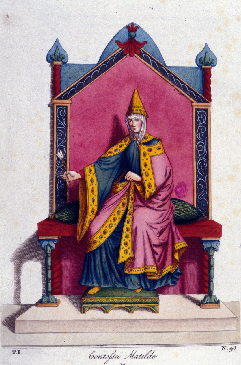 Portrait of Countess Mathilde of Canossa (or Countess Mathilde of Tuscany) (1046 - 1115). Engraving of the 19th century. by Unknown artist
