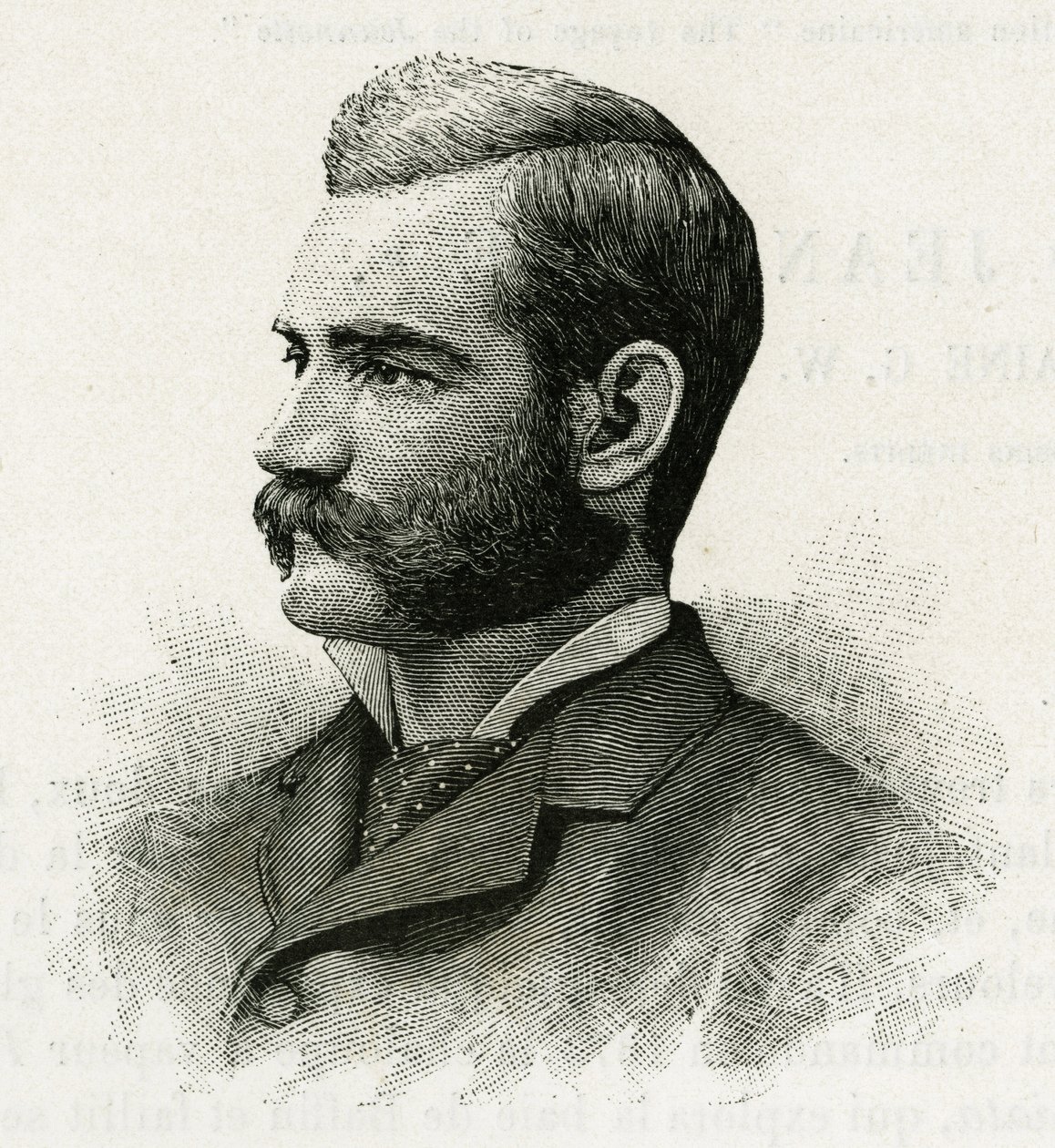Portrait of Danenhower, second lieutenant of the La Jeannette crew, for the mission north. Engraving to illustrate 