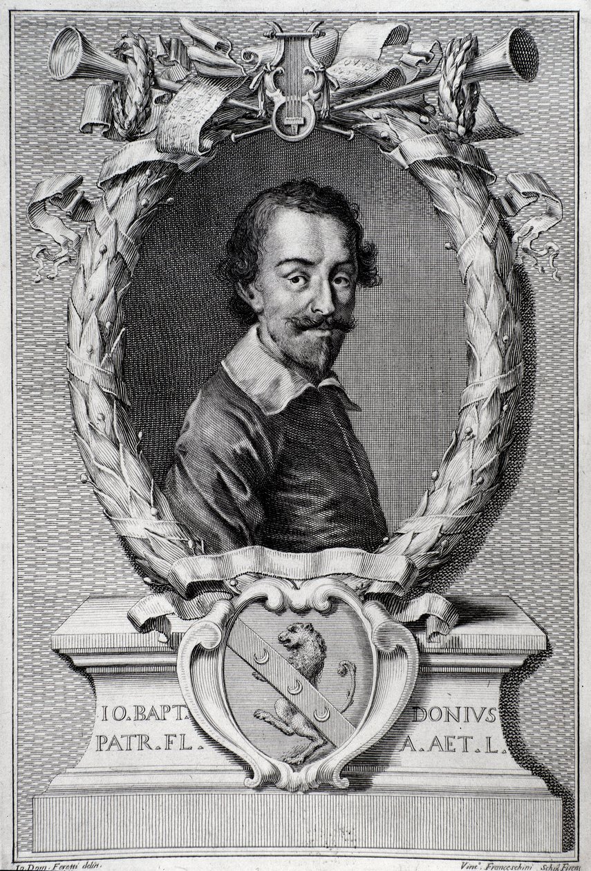 Portrait of Giovanni Battista Doni (1596-1647) Italian musicologist Engraving from frontispiece of 