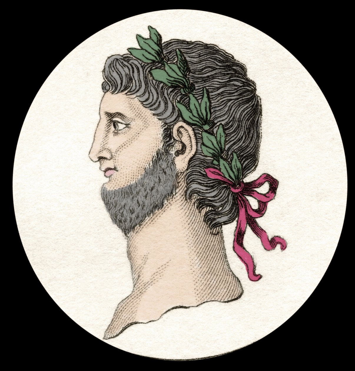 Portrait of Nero Claudius Caesar Augustus Germanicus (37-68 AD), Roman Emperor (19th century engraving) by Unknown artist