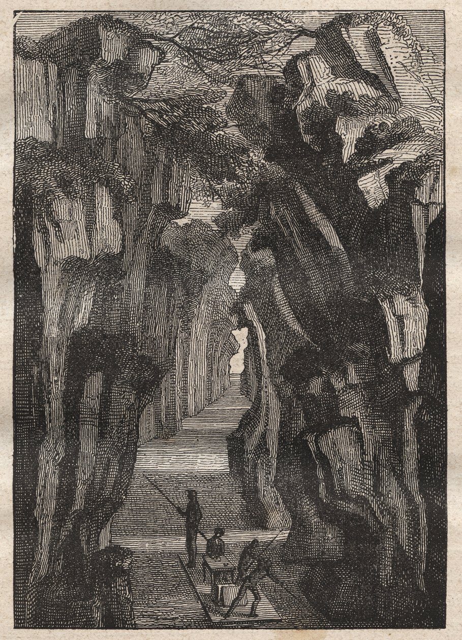 Recognition of the Amazon (1743-1744) by Charles Marie de La Condamine (1701-1774): Pongo de Manseriche (Peru) gorge of the Rio Maranon that joins the Rio Ucayali to form the Amazon River - illustration taken from 