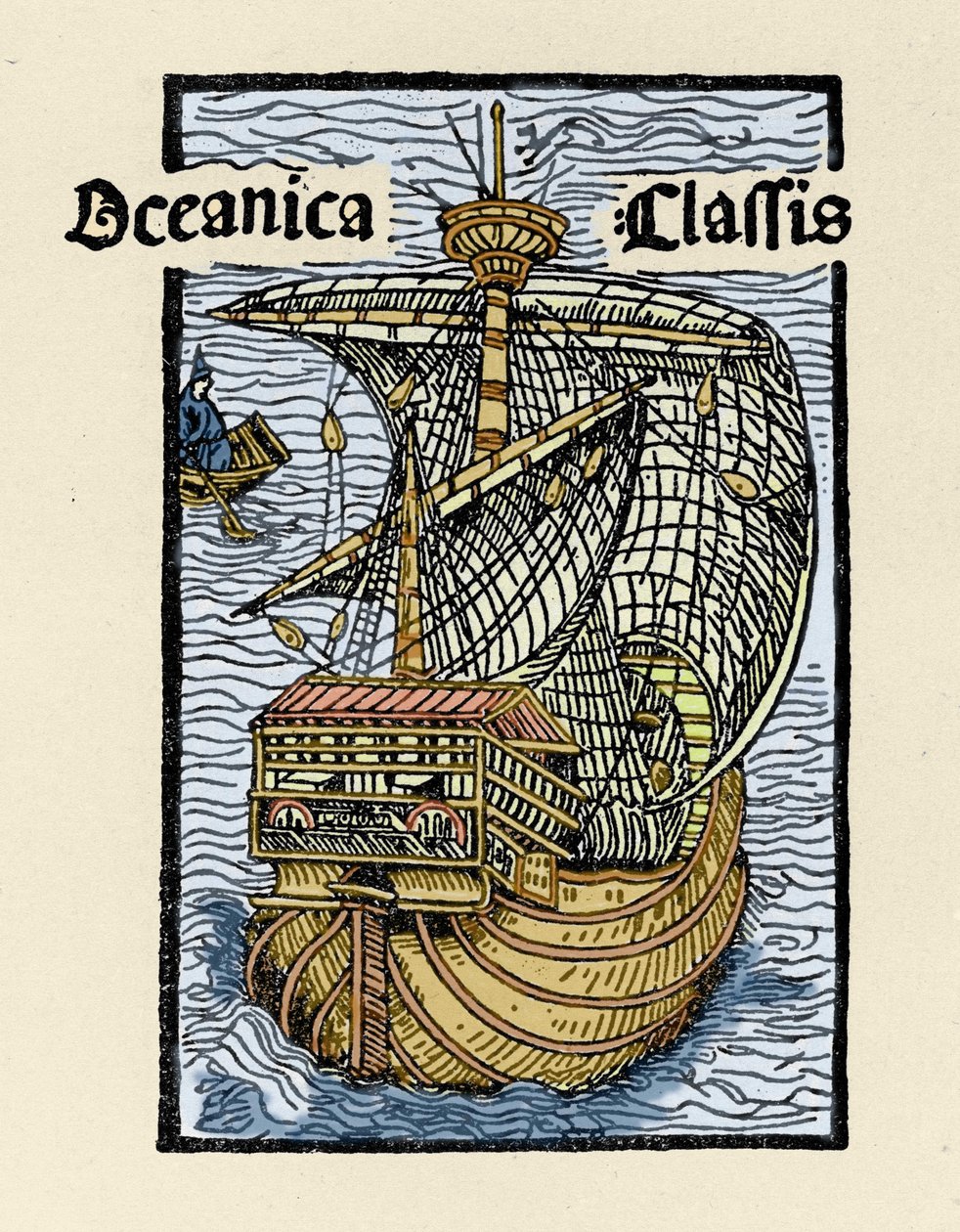 Representation of the caravel Santa Maria by Christopher Columbus (engraving from 