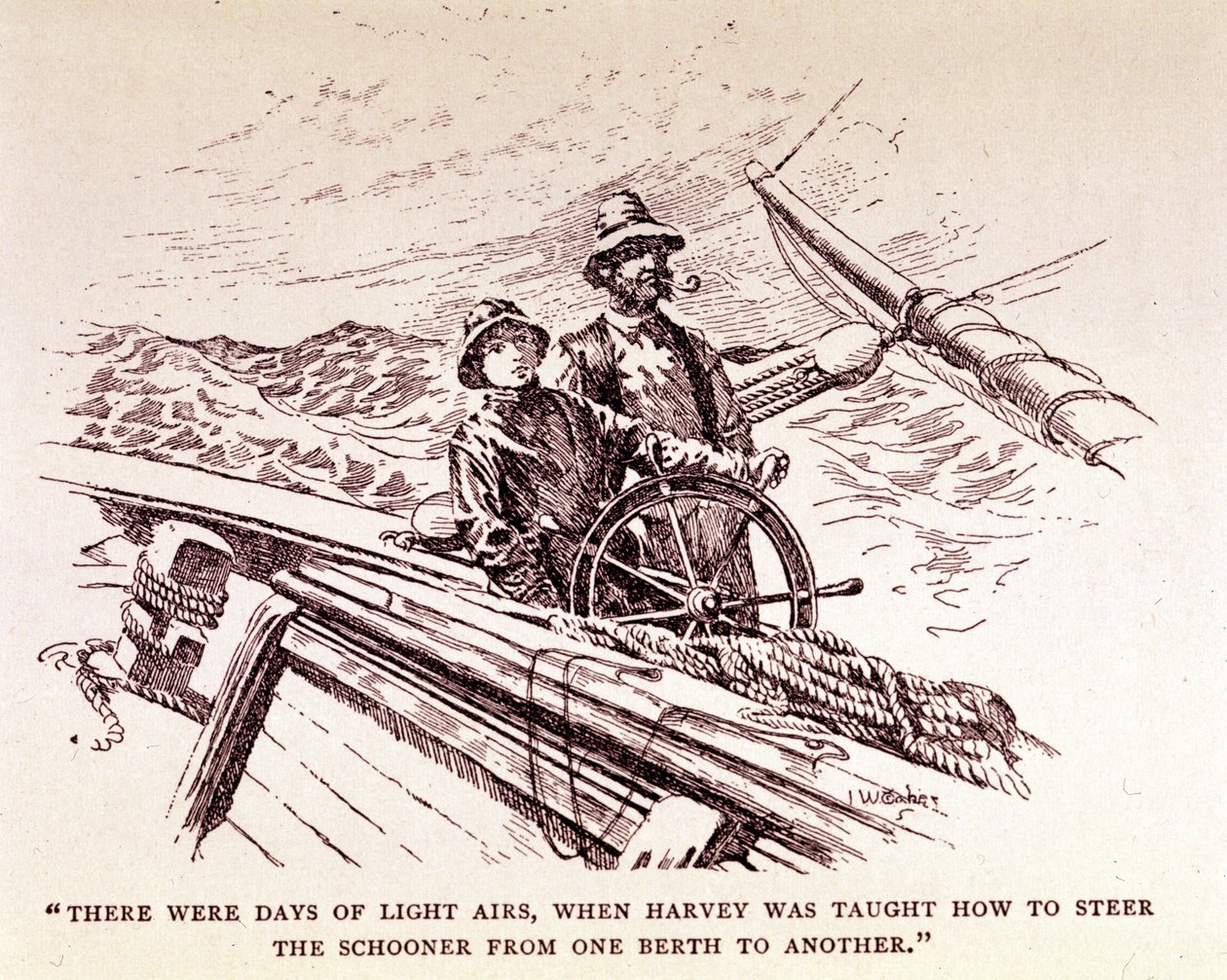 Rudyard Kipling: “Captains Courageous”, New York 1899 (engraving) by Unknown artist