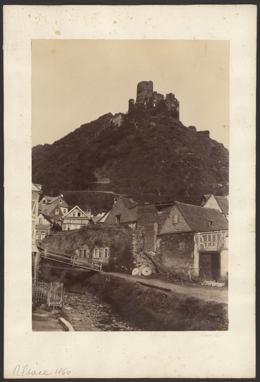 [Ruins of Castle Overlooking Town] by Unknown artist