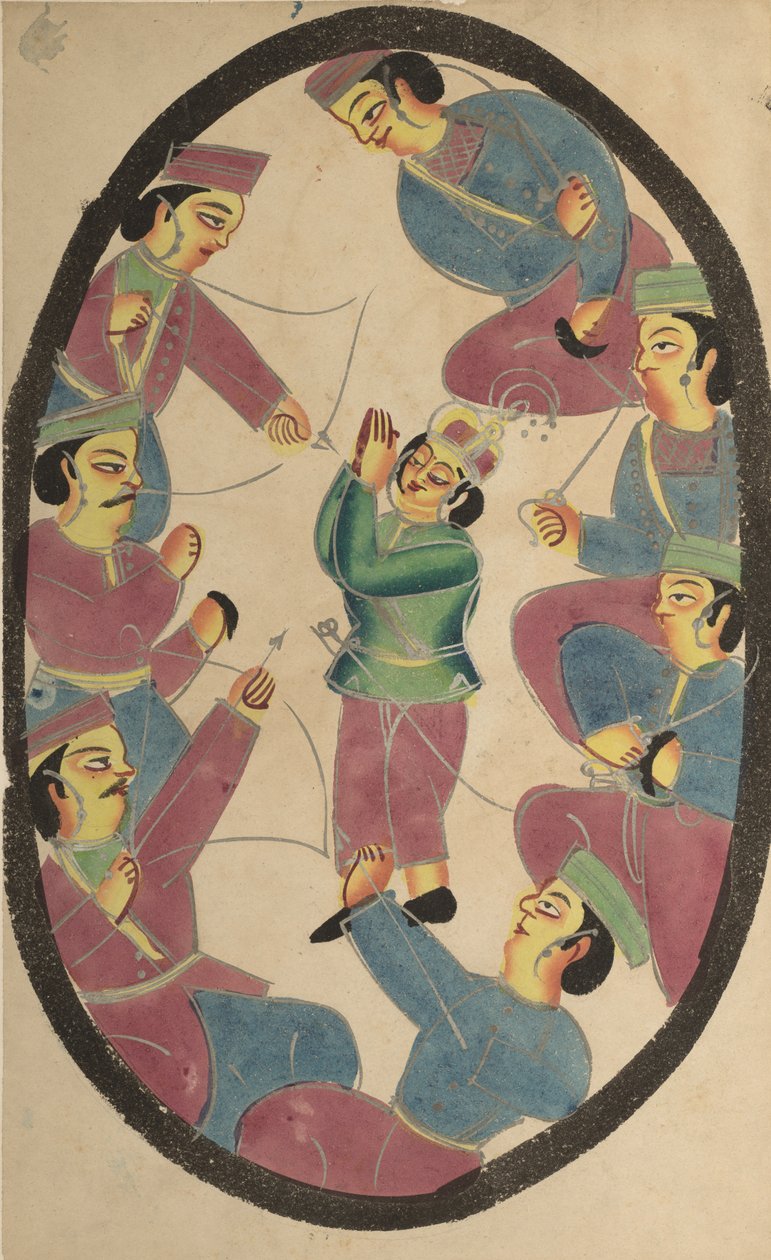 Seven Heroes or Warriors Killing Abhimanya, Son of Arjuna by Unknown artist