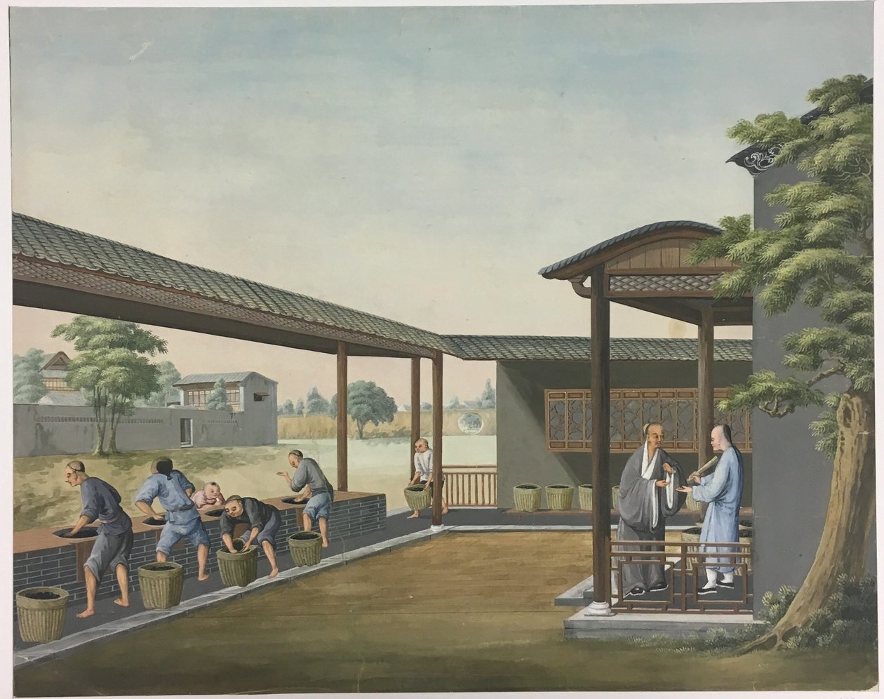 Spinning Cloth, Preparing Tea Leaves, Preparing Silk by Unknown artist