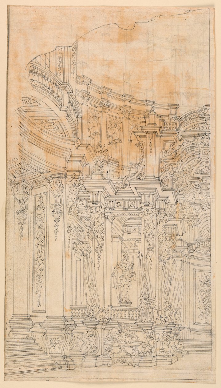 Stage Design: Palace Architecture with Trophies by Unknown artist
