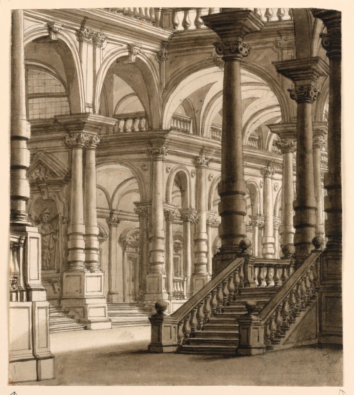 Stage Design, Portico with Staircase by Unknown artist