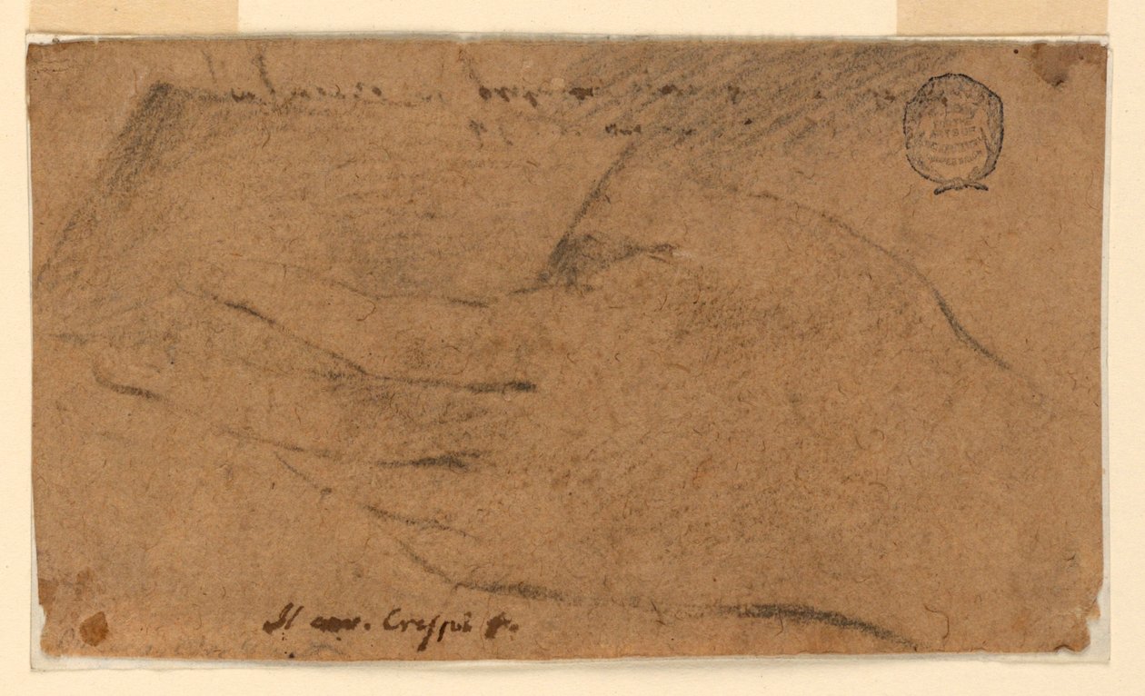 Study: The left hand of a woman holding a sheet of paper by Unknown artist