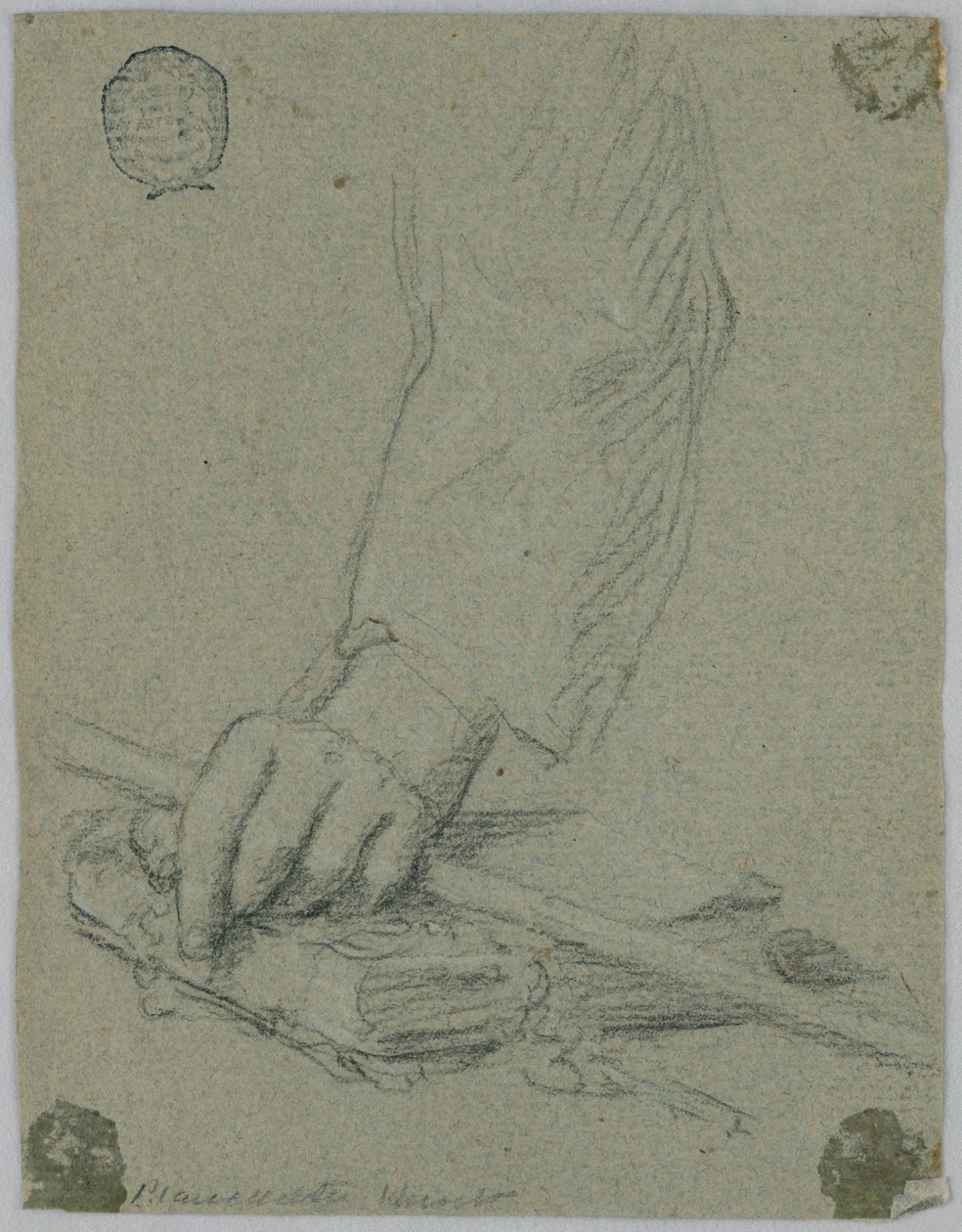 Study: The Left Hand of a Young Man Holding a Stick and Resting on a Book by Unknown artist