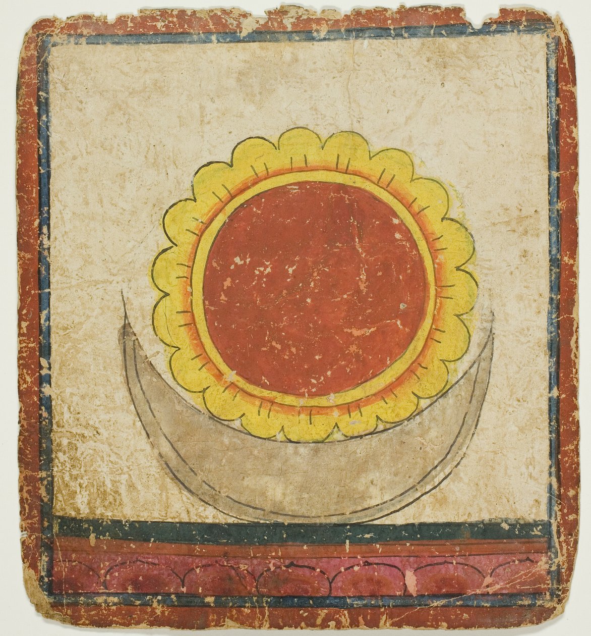 Sun, Moon and Lotus on Lotus Throne, from a Set of Initiation Cards by Unknown artist