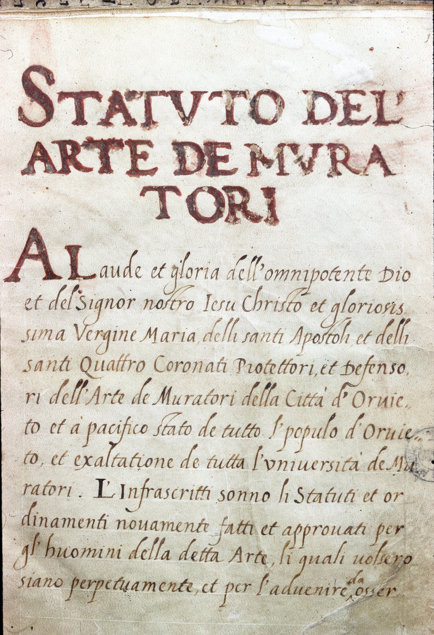 Table of the corporations, status of masons of the city of Orvieto, Italy by Unknown artist