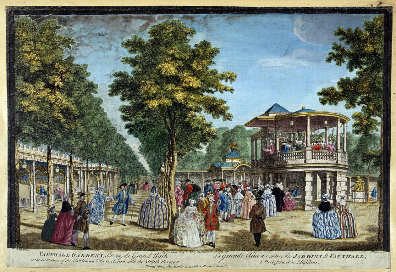 The Grande alley at the entrance of the gardens of Vauxhall by Unknown artist