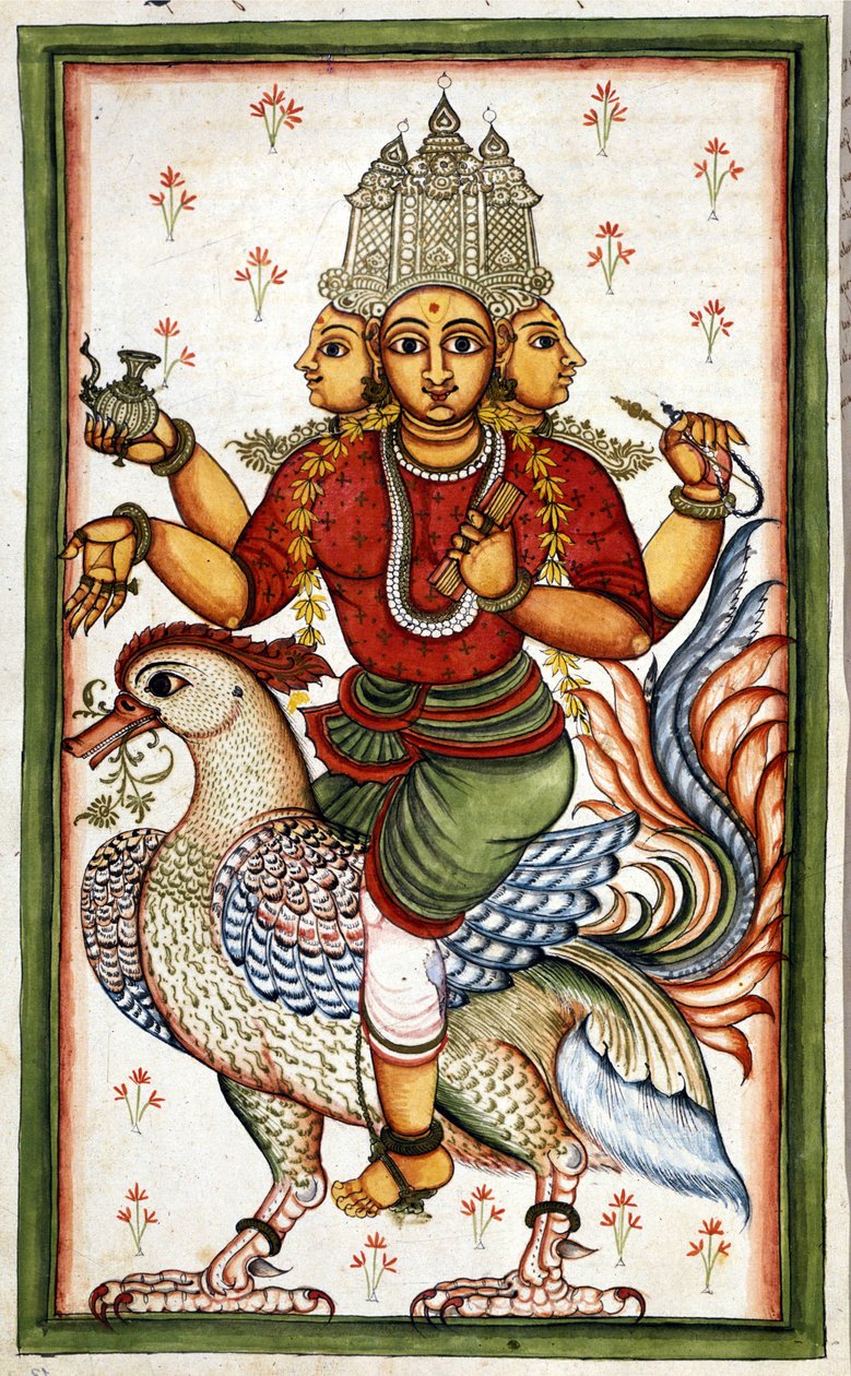 The Hindu deity Brahma, from the manuscript 'History of Mogol' by