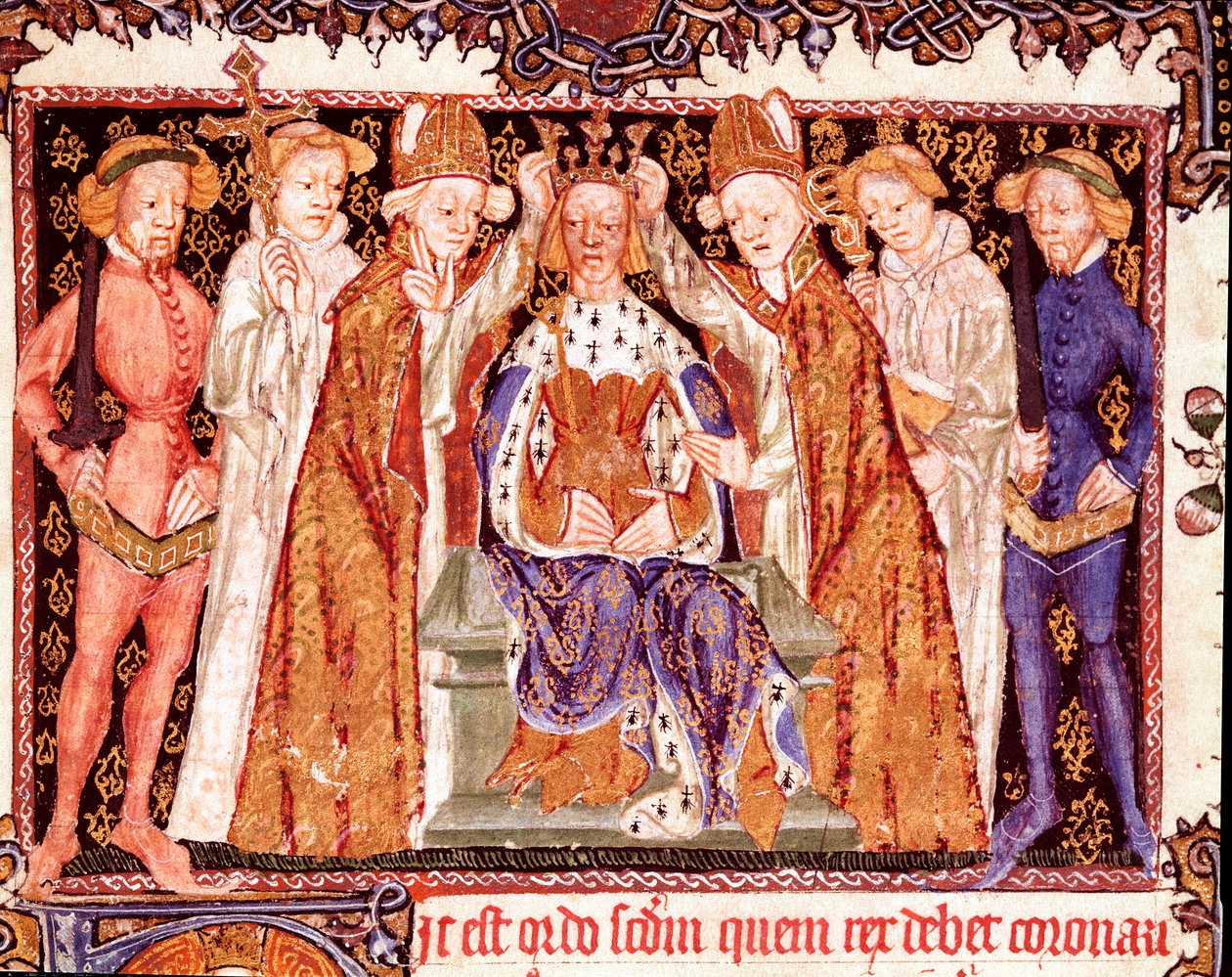 The Coronation of a King. Probably King Richard II of England (1367-1400). Miniature from the manuscript on coronation rites 