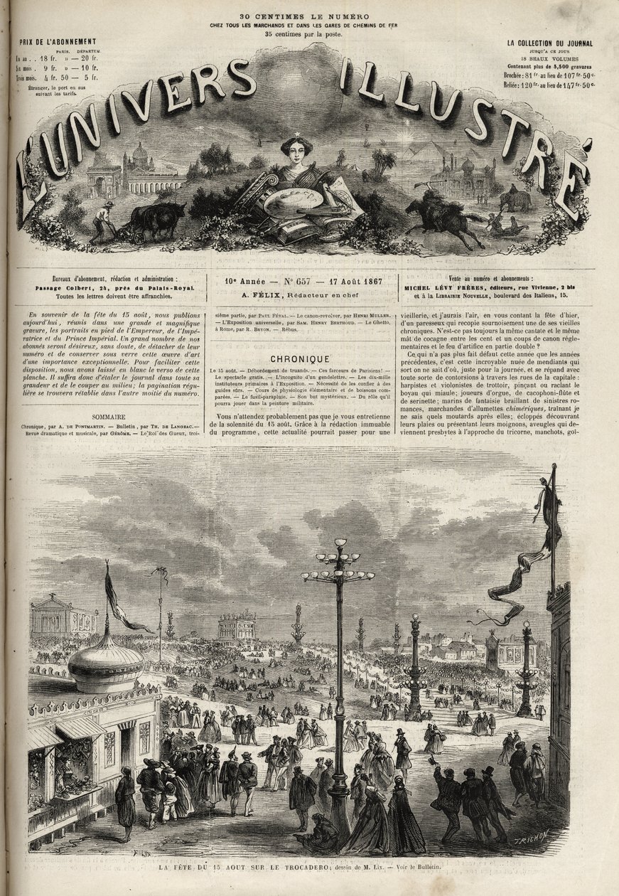 The feast of 15 August 1867 on the Trocadero in Paris - The illustrious universe of 1867 by Unknown artist