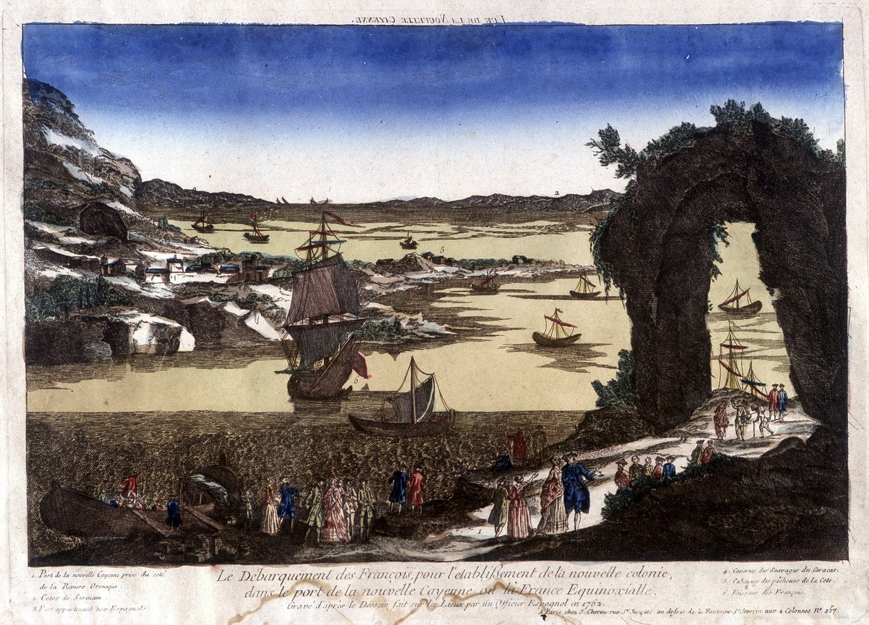 The landing of the French for the establishment of the new colony in the port of Nouvelle Cayenne (or France Equinoxiale) by Unknown artist