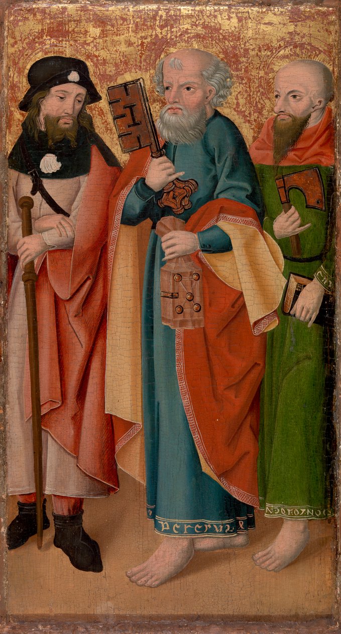 Three Apostles with Stick, Key and Axe by Unknown artist