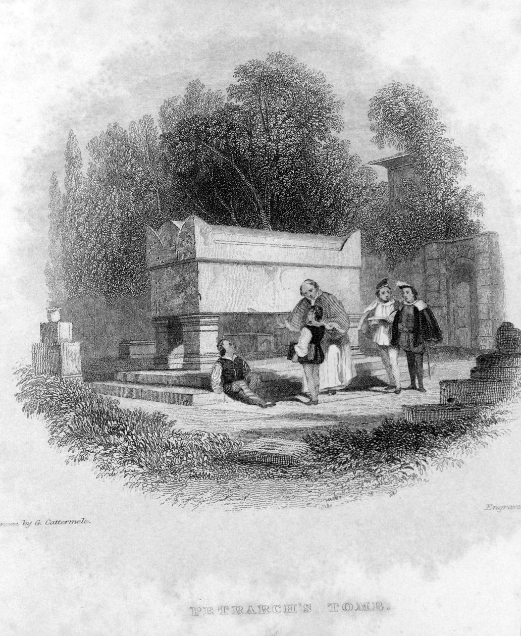 Tomb of Francesco Petrarca (Petrarch) at Arqua Near Ravenna by Unknown artist