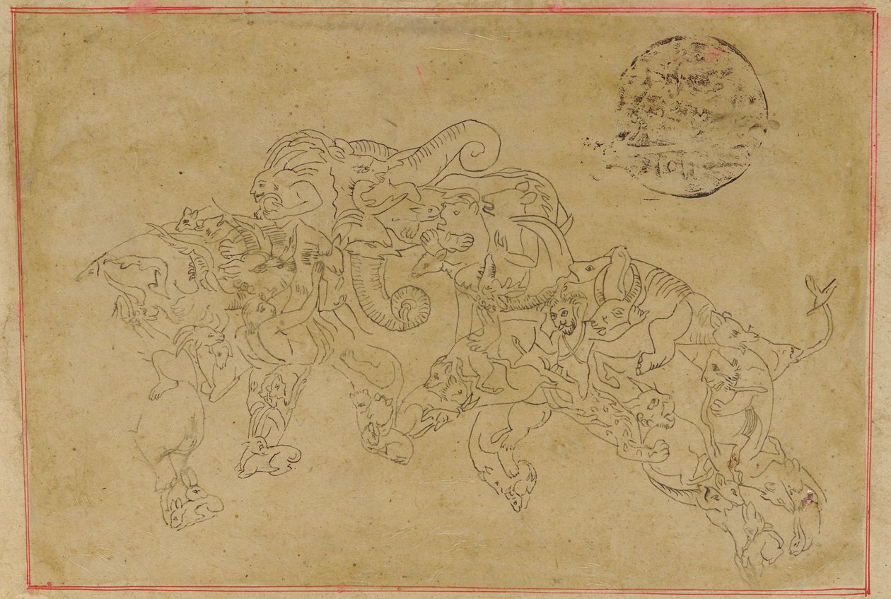 Two Composite Elephants, Fighting by Unknown artist