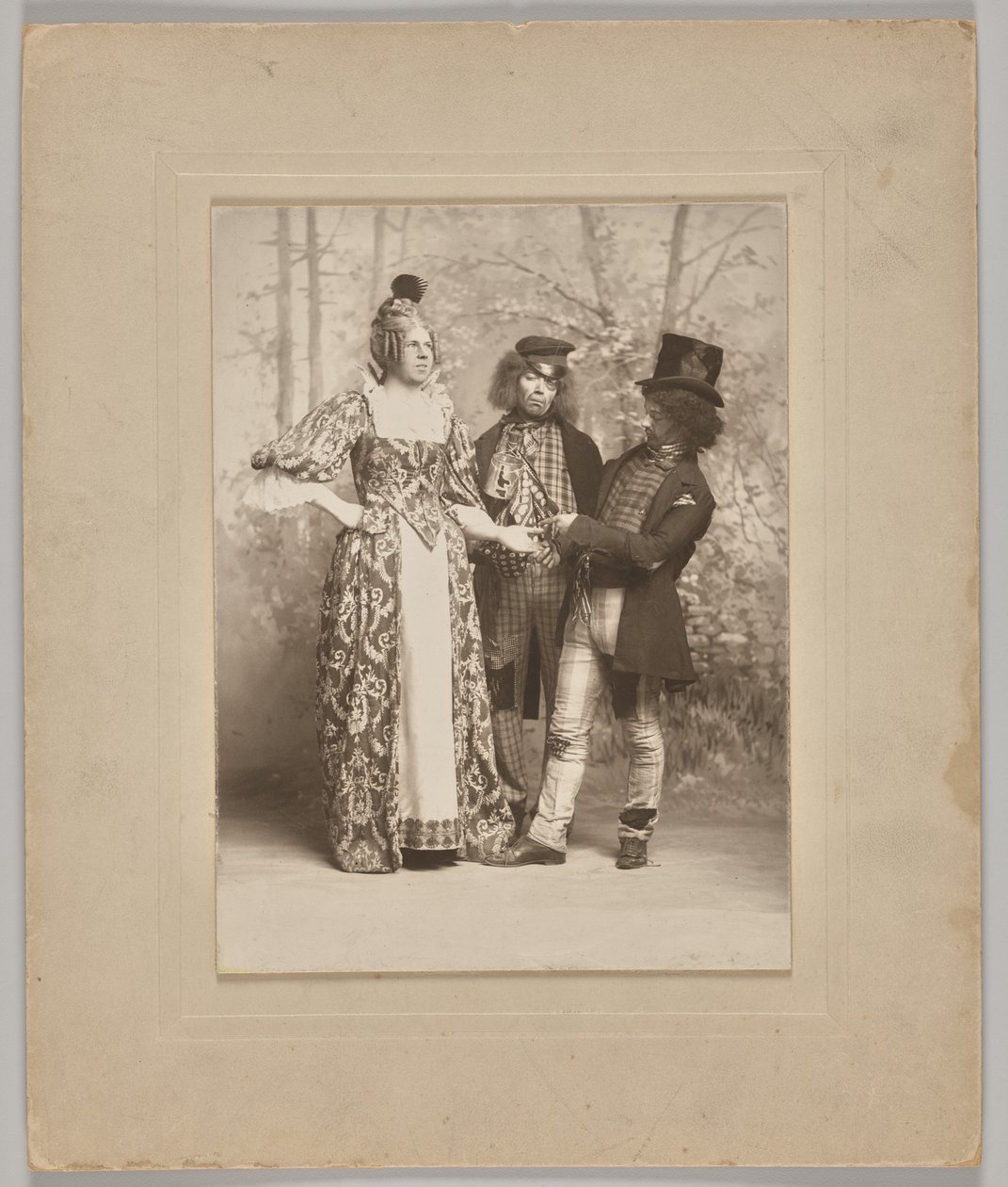 Untitled (theatrical scene with 3 figures: the palm reader) by Unknown artist