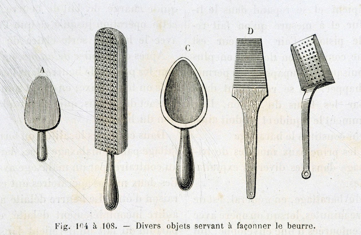 Various objects used to shape butter - in 