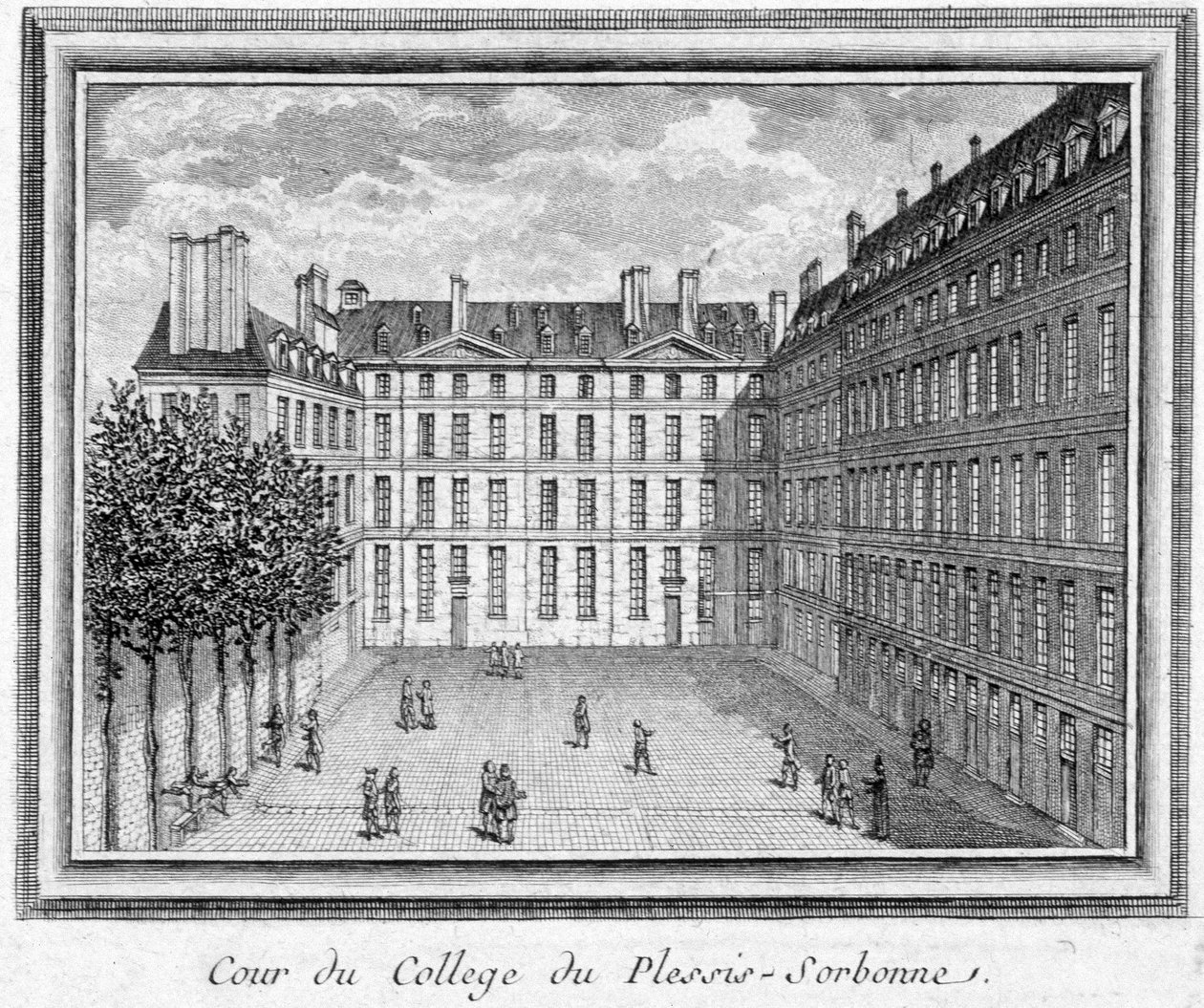 View of the Court of the College of Plessis Sorbonne (Paris), Founded ...