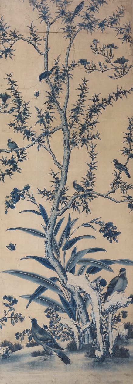 Wallpaper Panel with Birds and Flowering Trees by Unknown artist