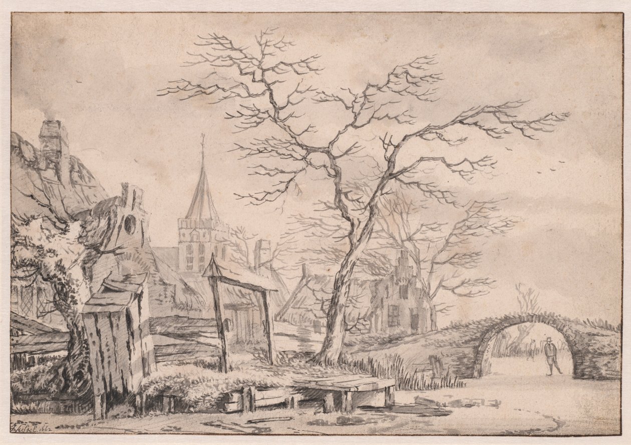 Winter Landscape with Skater by Unknown artist