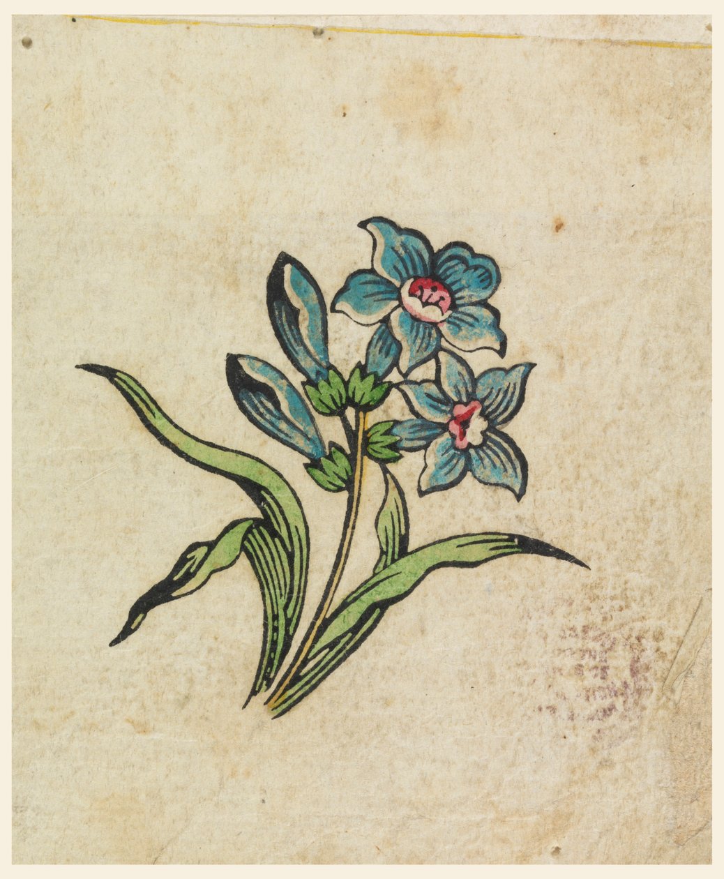 Woodblock Trial Proof for a Printed Textile by Unknown artist