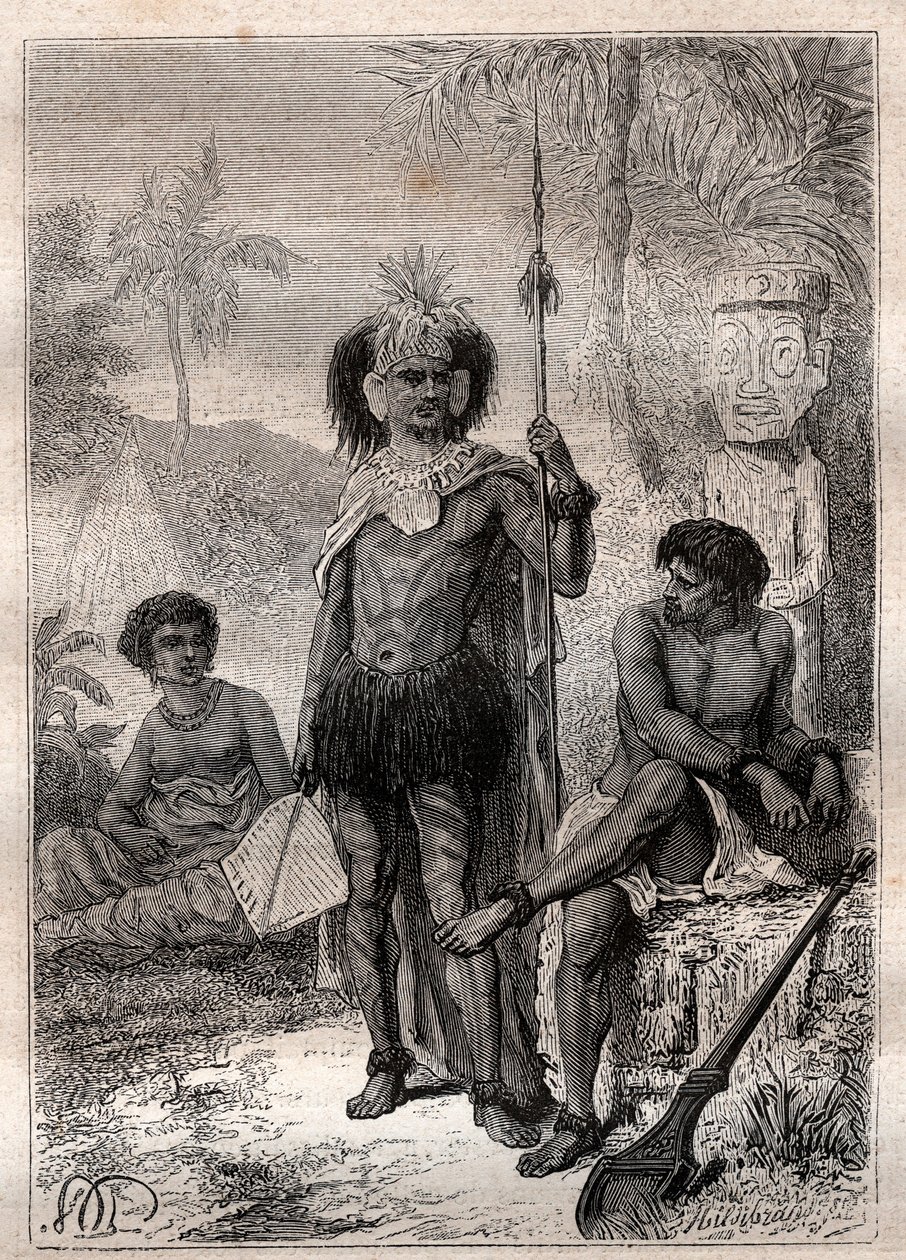 Natives of the Marquesas Islands - Voyage of Captain James Cook by Unknown artist