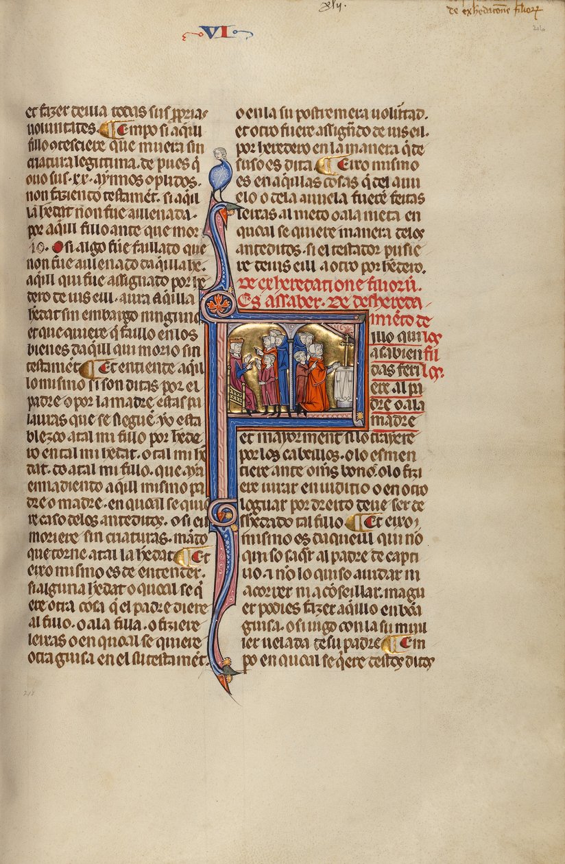 Initial F: Three Men and a Child before a Judge and Three Men and a Child before an Altar by Unknown artist/maker