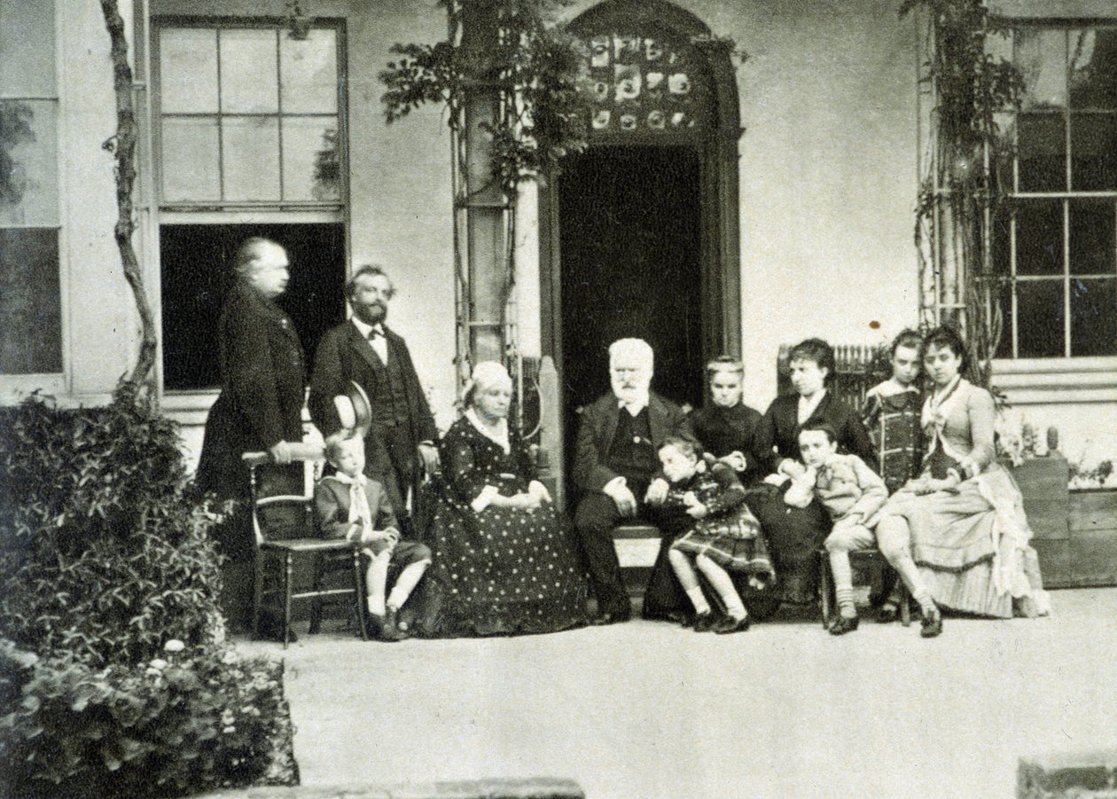 Portrait of Victor Hugo in exile in Guernsey in 1866 with Juliette Drouet by Unknown photographer